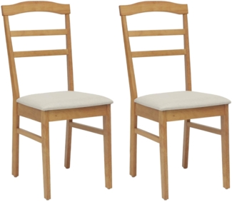 vidaXL Esszimmerstuhl 2 pcs Natürlich und hell Massives Gummiholz 42020494