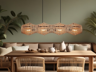 ECO Light 9520 S4 RT CAPELLA Pendelleuchte 4-flammig Rattan natur E27