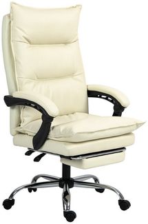 Vinsetto Bürostuhl Drehstuhl mit Wippfunktion, Fußstütze (Chefsessel, 1 St), bis 135kg Belastbar, Beige