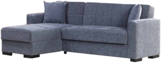 Dmora Schlafsofa mit Halbinsel Armadillo, Wende-Ecksofa, Wohnzimmersofa mit Chaiselongue und 2 Kissen, 230 x 150 x 81 cm, Grau