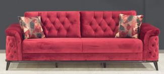 Casa Padrino Chesterfield Schlafsofa Rot / Schwarz 230x90 x H. 80 cm