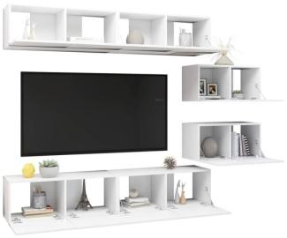 vidaXL 6-tlg. TV-Schrank-Set Weiß Spanplatte [3078726]