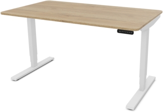ASSMANN Elektrisch höhenverstellbarer Schreibtisch Y-Line Curved 140x70 cm Eiche Natura Signalweiß Metall Holz