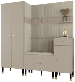 ABIKS MÖBEL Kompaktgarderobe PALERMO Set 1 Garderobe mit gepolsterten Paneelen, Industriell Design