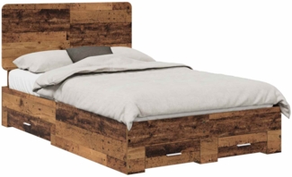 vidaXL Bettrahmen mit Kopfteil Altholz 135 x 190 cm Holzwerkstoff 3412799