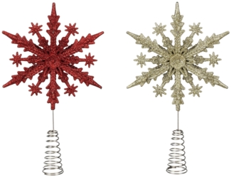 Christbaumspitze aus Kunststoff Weihnachtsstern rot gold 23 cm 2-fach sortiert