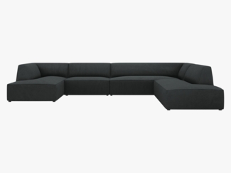 Micadoni Panorama-Ecksofa Ruby 7-Sitzer Rechts Kord Scala Schwarz