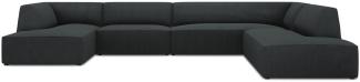 Micadoni 7-Sitzer Panorama Ecke rechts Sofa Ruby | Bezug Black | Beinfarbe Black Plastic