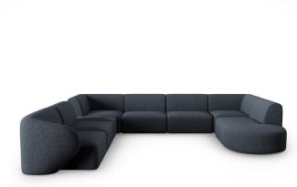 Micadoni Modulares Panorama Ecksofa Shane 8-Sitzer Links Chenille Blau Melange