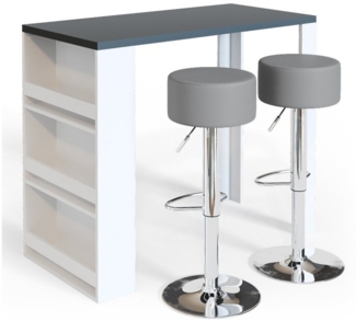 Bartisch-Set Weiß/Grau 57 x 117 cm mit 2 Barhockern Vicco