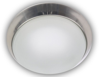 Deckenleuchte, Glas Weiß mit Klarrand, Dekorring Nickel matt, Ø 40cm