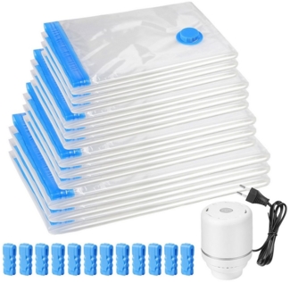 ElitVita Kleiderschutzhülle Vakuumierbeutel, 40x60cm / 60x80cm / 80x100cm, Wiederverwendbar (set, 12 St, 12 St. Vakuum Aufbewahrungsbeutel) Kleiderbeutel für Kleiderschrank Reisen Umzug