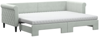 vidaXL Tagesbett Ausziehbar mit Matratzen Hellgrau 80x200 cm Samt 3197788