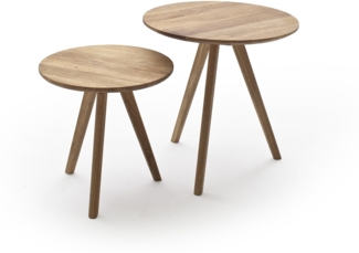 Satztisch >GENNY< (2er-Set) in Eiche, Asteiche massiv, geölt - B50/H45 & B40/H40 cm
