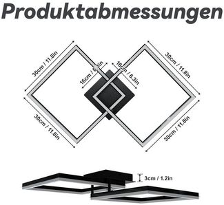 FIVMEN Deckenleuchte LED Deckenlampe Licht Lampen Badezimmer Wohnzimmerlampe Quadrat, 48W, Für Wohnzimmer Schlafzimmer Büro Arbeitszimmer und Esszimmer