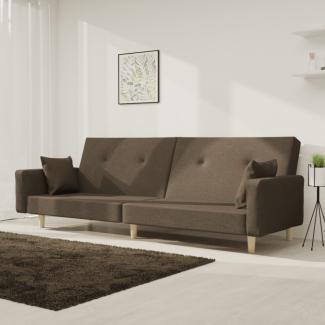 vidaXL Schlafsofa 2-Sitzer mit 2 Kissen Taupe Stoff