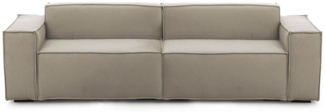 Dmora 3-Sitzer festes Sofa Argo, lineares modulares Sofa, modernes Wohnzimmersofa aus Stoff, 100 % Made in Italy, 260 x 95 x 70 cm, Taupe