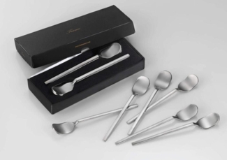 Özberk Besteck-Set Amor-Silber (6-tlg), Edelstahl, 6er Set Mokka-, Tee- und Kaffeelöffel in silber glänzendem Design