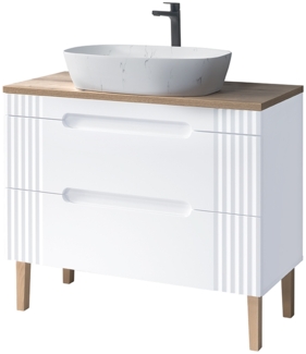 FIJI WHITE Badmöbel-Set 100 cm mit Aufsatzwaschbecken (100cm), Weiß