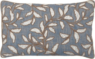Greengate Kissenhülle Leaf blue allover Kissenhülle mit Stickerei 30x50cm