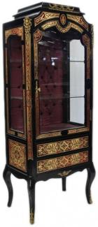 Casa Padrino Barock Boulle Vitrine - Handgefertigt aus Massivholz - Barock Vitrinenschrank