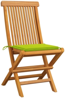 vidaXL Gartenstühle mit Hellgrünen Kissen 8 Stk. Massivholz Teak 3072928