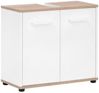 BadeDu ARC Waschbeckenunterschrank 60 cm, Weiß/Braun hell