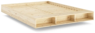 Karup Design Stauraumbett Merge Bed Bettgestell m. integrierter Bank m. Stauraum, mehrere Größen, inkl. Lattenrost, excl. Matratze, FSC®-zertifiziertes Massivholz