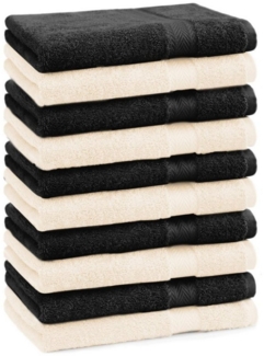 Betz Gästehandtücher 10 Stück Gästetuch Set Premium 30x50 cm Farbe beige und schwarz, 100% Baumwolle (Set, 10-St)