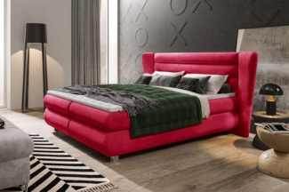 99rooms Tyson Boxspringbett 140x200 cm Kunstleder MADRYT Rot Taschen-Federung