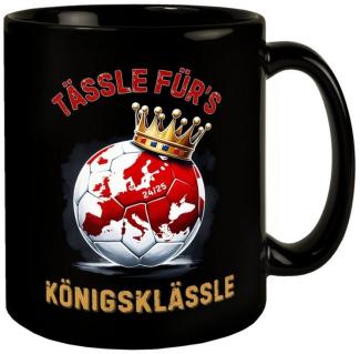 speecheese Tasse Stuttgart Europa Tasse in Schwarz mit Spruch Tässle fürs Königsklässle