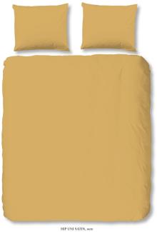 HIP Mako Satin Bettwäsche 3 teilig Bettbezug 200 x 220 cm Kopfkissenbezug 60 x 70 cm Uni duvet cover 0280.63.02 Ocre