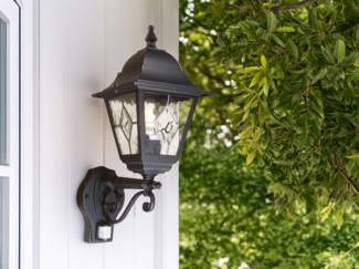 Außenleuchte, Wandlampe, PIR-Sensor, Laterne, H 47 cm