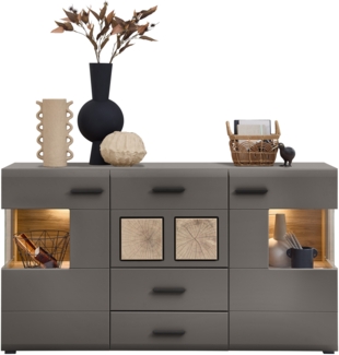 Sideboard >Kathlin< in Basalt aus Metall - 170x94x42cm (BxHxT)