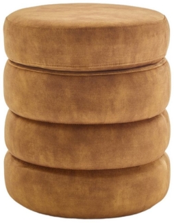 riess-ambiente Polsterhocker VOGUE 50cm senfgelb - Samt, mit Stauraum, gepolstert, rund, retro (Einzelartikel, 1 St), Eleganter Sitzhocker- ideal für Ankleide, Flur, Wohnzimmer & Garderobe