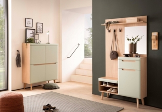 Home affaire Garderoben-Set Torge, Garderobe mit Stauraum, Garderobenschrank im Scandic Design, (Set, 2-St), enthält Highboard und Garderobe mit Spiegel, in zwei Farben