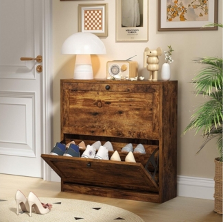 VOWNER Schuhschrank mit 4 Klappen, schmaler Schuhregal