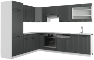 Vicco Eckküche Anthrazit Landhaus/Weiß 227x287 cm , AP Anthrazit, Fame-Line