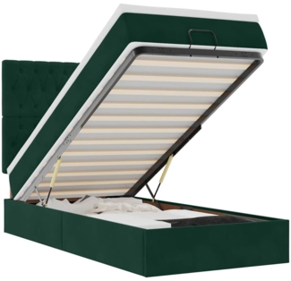 vidaXL Ottoman-Bett mit Matratzen Dunkelgrün 90x190 cm Samt 3313514