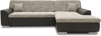 DOMO Collection Treviso, Ecksofa mit Schlaffunktion, Webstoff/Kunstleder weißgrau/schwarz, 240 x 178 cm