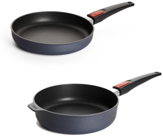 WOLL Pfannen-Set "Diamond Lite" Hochrand-/Schmorpfanne Flach-/Bratpfanne, Aluminiumguss (Set, 2-tlg, 1x Flachpfanne Ø 24 cm + 1x Hochrandpfanne Ø 28 cm), Induktionsgeeignet
