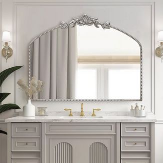 G-LEAF Spiegel Wandspiegel/Ganzkörperspiegel im Barockstil, mit Perlenverzierung (1-St), mit verschlungenen Mustern, 102×76cm, Vintage-Silber