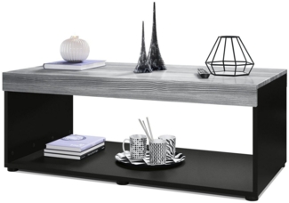 Vladon Couchtisch Pure, Wohnzimmertisch in Kastenform, Schwarz matt/ Avola-Anthrazit (104 x 40,5 x 58 cm)