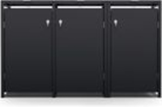 Blumfeldt BinSafe Mülltonnenbox – Wetterfest Verzinkter Stahl, Für 60L/120L/240L, Schloss, Modernes Design, Mülltonnenverkleidung für 3 Tonnen, Schwarz