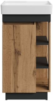 Planetmöbel Badmöbel-Set Badmöbel Set Nyx Waschtisch 45 cm Wotan Eiche / Anthrazit, (45cm Waschtisch, 1-St), Badezimmer Waschtisch 45 cm für Gäste-Bad & WC