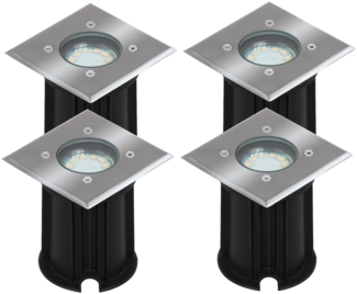 4er-Set LED-Bodeneinbaustrahler Outdoor, eckig, befahrbar, max 800 kg Last, IP65