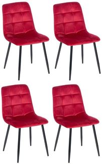 CLP 4er Set Esszimmerstühle Antibes Samtbezüge gepolstert Rückenlehnen bis 150 kg,rot