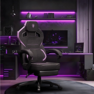 Dowinx Gaming-Stuhl Ergonomischer Bürodrehstuhl mit Fußstütze, Premium Gaming-Sessel, breiter Rückenlehnen-Polsterstuhl für schwere Personen