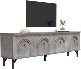 Fernsehtisch, 4-türiges TV-Board mit Soft-Close-Scharniere, Grau