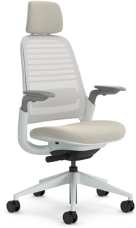 Steelcase Series 1 Ergonomischer Bürostuhl mit LiveBack Lumbalstütze, 4D-Armlehnen, anpassbarer Kopfstütze Beige, 66 x 64 x 112